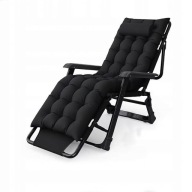 Leżak Ogrodowy Czarny wygodny Mocny Składany Fotel na Taras Balkon Plażę