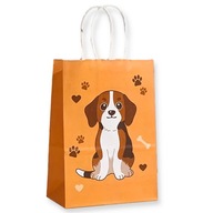 Torebki Papierowe PIESEK 4szt Pomarańczowe Prezentowa z Uchwytem Torba