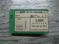 BANDEROLA Z PACZKI BANKOWEJ PRL 50 ZŁ NA 5000 ZŁOTYCH