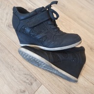 GRACELAND Botki czarne na koturnie 40