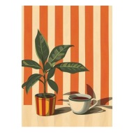 „Kawa i Kalatea” – Minimalistyczny Plakat Dekoracyjny z Roślinnym Urokiem