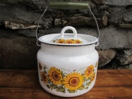 Stara NOWA Emaliowana Kanka z Pokrywką_2 l_LOFT PRL