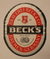 ETYKIETA - BECK'S BIER - BRAUEREI BECK & CO BREMEN - GERMANY