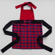 Kraciasty Świąteczny fartuch czerwony z kokardą wiązany kobiecy home&you