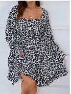 Tanio !_NOWA elegancka WYSMUKLAJĄCA biało-czarna PANTERA_sexi falbanki_r.44