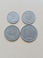 Stare monety 10 gr - 1 zł - 1977 r, 4 szt.