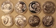 PANDA 1990 - 2005 ZESTAW 8 NUMIZMATÓW, RÓŻNE, KAŻDY NUMIZMAT INNY ROCZNIK