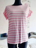 BLUZKA W PASKI PASECZKI RÓŻOWO-BIAŁA BIAŁO-RÓŻOWA WYGODNA KOBIECA DELIKATNA