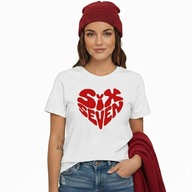Koszulka Damska 67 Six Seven Serce biała t-shirt prezent XL