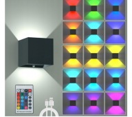 JA55 Lampa ścienna RGB 16 kolorów LED do dekoracji pokoju na pilot, kinkiet