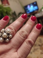 Pandora srenrny pierścionek z perłami