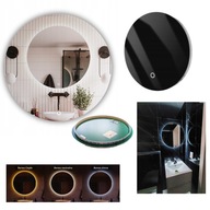 LUSTRO LAZIENKOWE PODSWIETLANE LED OKRAGLE 70X70 Z OSWIETLENIEM SZLIFOWANE