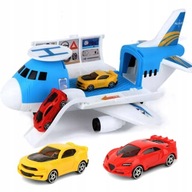 Samolot transporter z autami policja helikopter Zestaw Prezent Zabawki