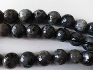 H5- LARVIKIT - kula faset - 10mm - sznur - 16sztuk