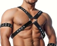 Harness regulowany + 2 opaski z eko skóry L/XL