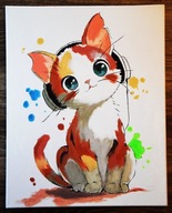 KOT MELOMAN – obraz 40×50. akryl - dla 884 Skubalskich