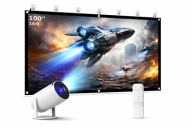 Projektor 4K (obsługa) HY300 PRO Android WiFi BT 1080p + ekran 100” ZESTAW