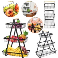 PIĘTROWY KOSZYK NA OWOCE CZARNY STOJAK NA OWOCE KOSZ METALOWY ORGANIZER