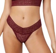 Koronkowe stringi burgundowe XL