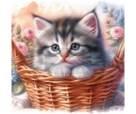 Panel z nadrukiem wodoodporny na torbę 45/45cm kot kociak oxford