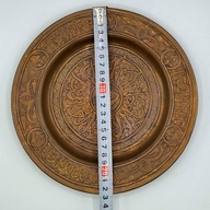 Bardzo stary miedziany talerz Sygnowany - Latarnia Wiedzy - kolekcjonerski