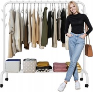 WIESZAK STOJĄCY NA UBRANIA BUTY STOJAK METALOWY GARDEROBA NA KÓŁKACH DUŻY