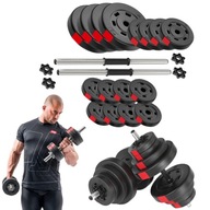 HANTLE DO ĆWICZEŃ BITUMICZNE 2X20KG REGULOWANE ZACISKI W ZESTAWIE GRYF 30MM