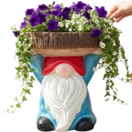 Skrzat krasnal figurka ogrodowa kwietnik stojak na kwiaty 31 cm