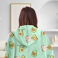 BLUZA KOC BLUZOKOC OVERSIZE GRUBA XXL KOCBLUZ FUTRZAK Z KAPTUREM AWOKADO