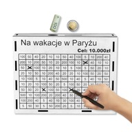 Skarbonka Wykreślana Wyzwanie Oszczędzanie Prezent biała czarna 10000
