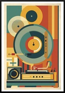 A2 KOLOROWY PLAKAT MUZYCZNY MUZYKA GRAMOFON PŁYTA WINYL RETRO VINTAGE