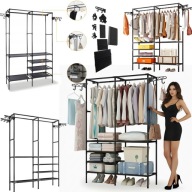 STOJAK WIESZAK NA UBRANIA STOJĄCY METALOWY PODŁOGOWY CZARNY PODWÓJNY