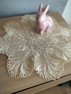 Serwetka serwetki obrus okrągłe cacko szydełkowe rękodzieło beż śr40