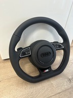 KIEROWNICA AUDI A6 C7 A7 S-LINE ŚCIĘTA NOWA ŁOPATKI F1 AIRBAG BIAŁA NIĆ