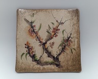 Ozdobna płytka ceramiczka japońskie drzewko życia jagody Goji vintage 20cm