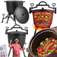 KOCIOŁEK ŻELIWNY GARNEK 8L MYŚLIWSKI NA OGNISKO DOCISKANA POKRYWKA PRZEPISY