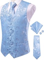 L XL Kamizelka Krawat elegancka do garnituru błękitna ślub wesele