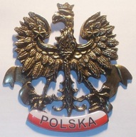 ORZEŁ POLSKI Godło magnes szarfa POLSKA mosiądz starzone złoto