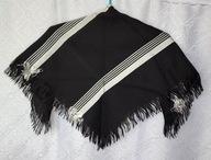 CHUSTKA, CHUSTA, APASZKA CZARNA W PASY 77 X 80cm