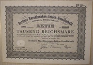 AKCJA - BERLIN - NIEMCY - OBLIGACJA 1932 ROK - 1000 MAREK - RZADKOŚĆ