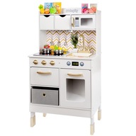 DREWNIANA KUCHNIA DLA DZIECI KINDERPLAY 107CM ZE ŚWIATŁEM LED I DŹWIĘKIEM