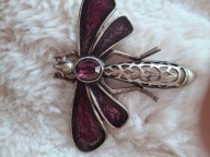 BROSZKA PRZYPINKA motylek WAŻKA owad cyrkonie stylizowana na stare patyna