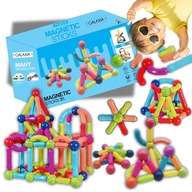 ZESTAW KLOCKÓW MAGNETYCZNYCH 120 SZT KONSTRUKCYJNY KOLOROWY EDUKACYJNY