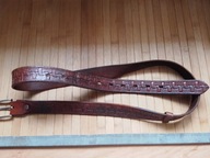 Skórzany pasek do spodni z PRL - długość - 125cm !!