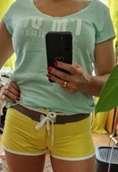 Brązowo-Żółte spodenki M z białymi obwódkami