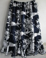 Spódnica granat zwiewna tkanina kliny szeroki dół maxi r 50/54