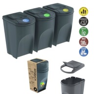 KOSZ POJEMNIK DO SEGREGACJI ŚMIECI ODPADÓW DO KUCHNI 3 X 35L SZARY