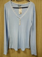 Bluzka prążek błękitna, beż r. Uni bawełna Italy !!!