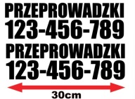 Naklejka PRZEPROWADZKI numer telefonu komplet 2szt 30cm