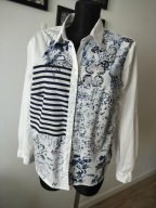 Bluzka damska 44 koszulowa wyrazisty wzór Bonprix bawełna perełka